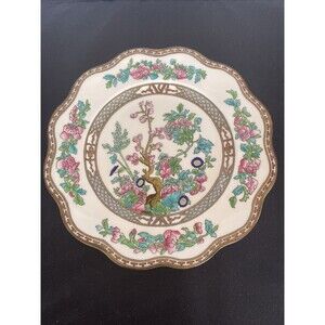 Coalport  Indian Tree England Porcelain Scalloped Luncheon Plate 8 7/8"